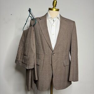 Vintage 1980s Classic Collection Mens 2 Piece Suit 40R 32W Brown Solid